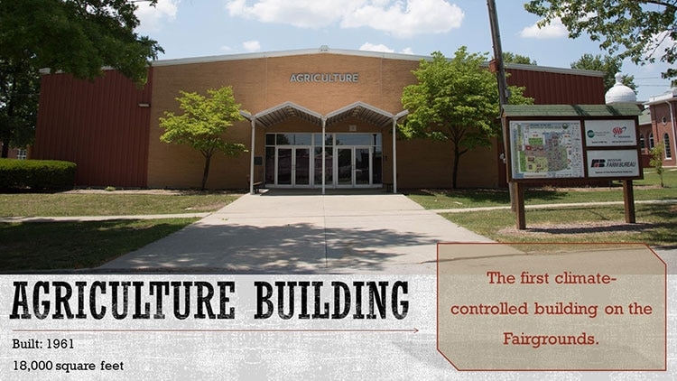 Agriculture Building front exterior. Built in 1961 and 18,000 sq. feet