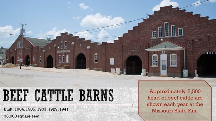 Beef cattle farms front exterior. Built in 1904, 1905, 1907, 1929, 1941. 33,000 sq. feet