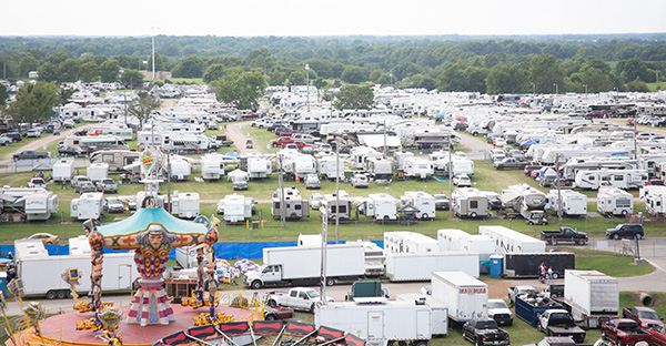 An aerial view of the Fair campgrounds
