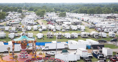 Aerial view of campers at the MSF campgrounds