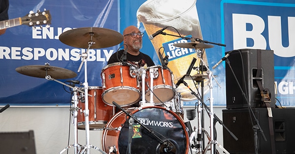 A drummer on the Bud Stage