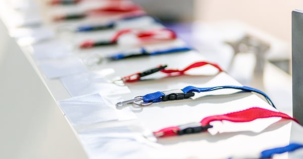 Media badges on a table