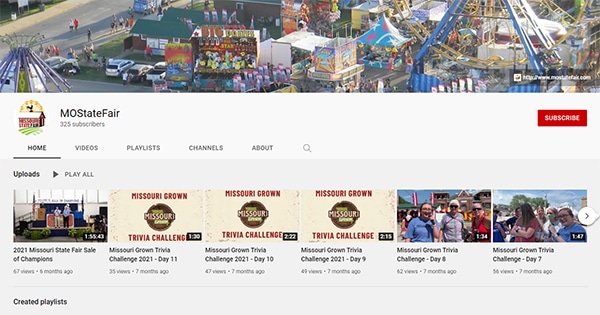 Missouri State Fair YouTube channel preview