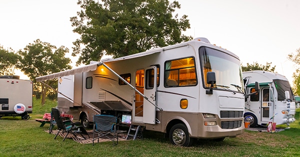 An RV at the campgrounds