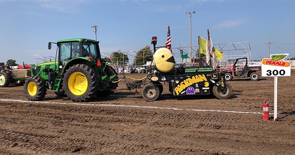 A tractor participating in a tractor pull