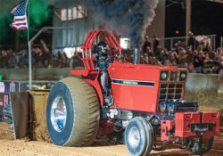 An international tractor pulling at the MSF Shoot Out Truck & Tractor Pull